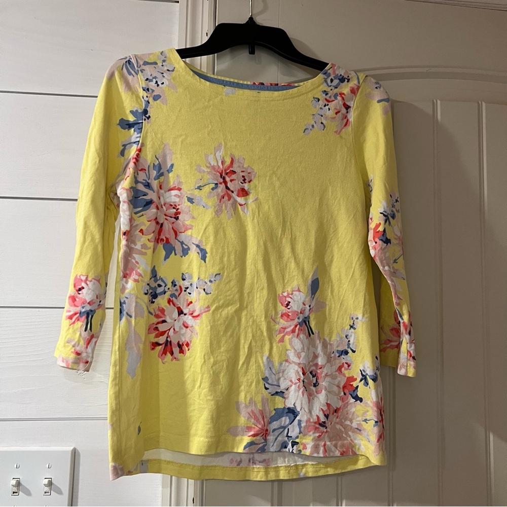 Joules Yellow Floral Long Sleeve Top